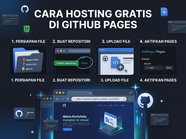 Cara Hosting Gratis GitHub untuk File HTML dan JavaScript